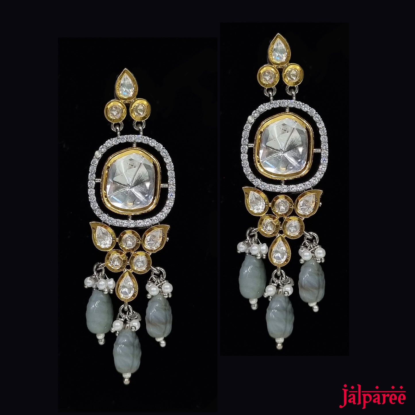 Kundan Earrings with Victorian Polish