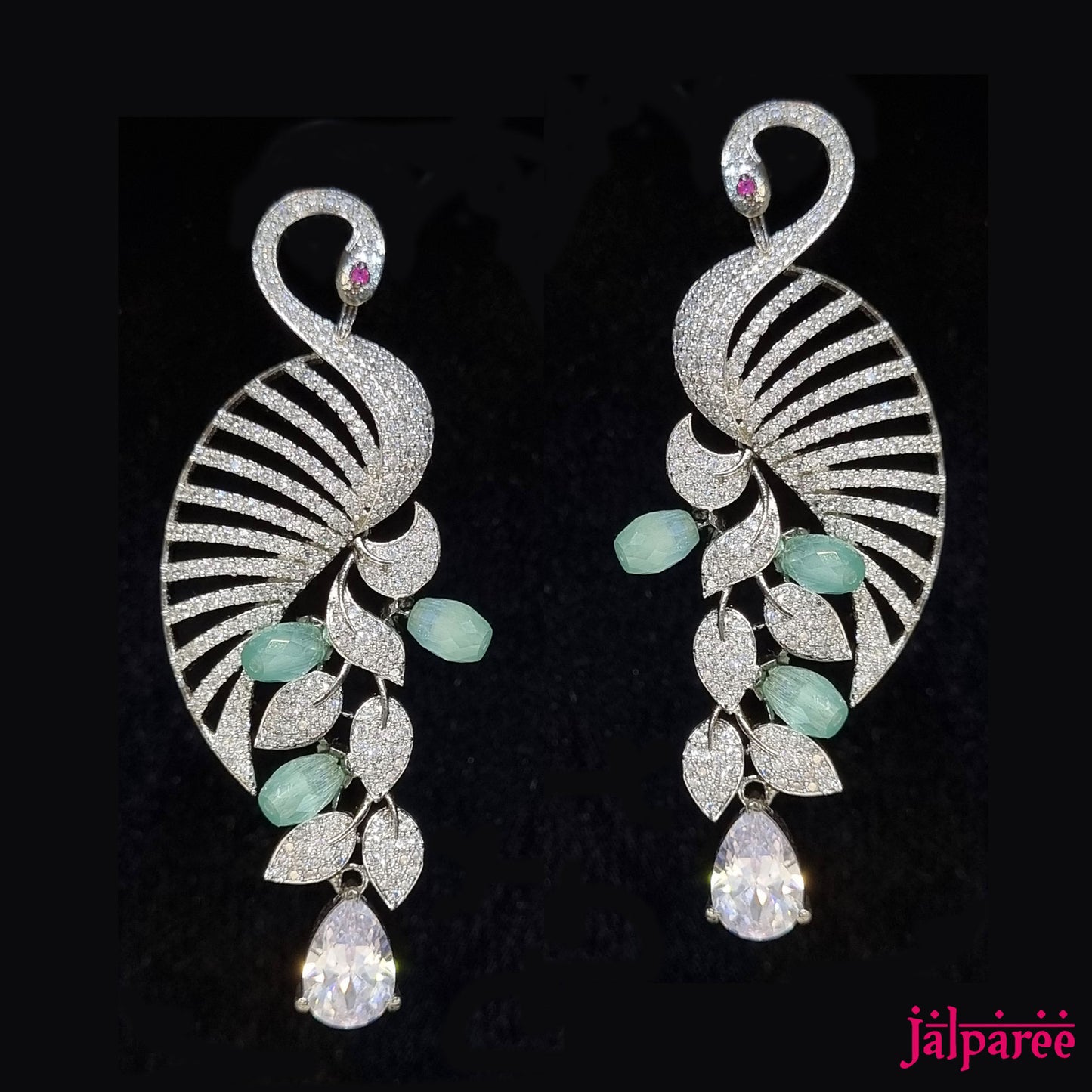 Mint Green American Diamond Earrings